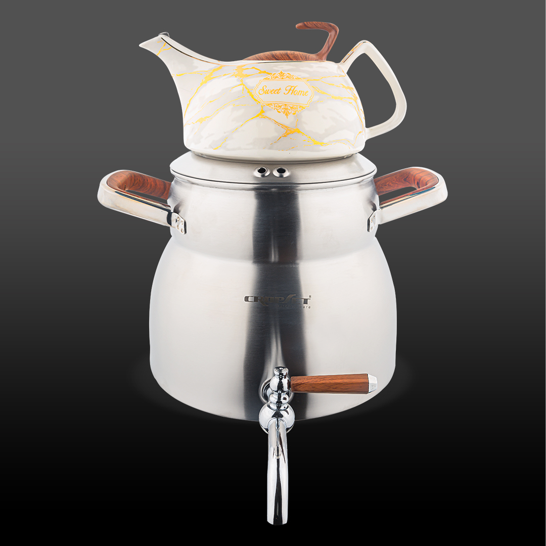 کتری و قوری آوینا استیل مات کروپ ست کد 1201