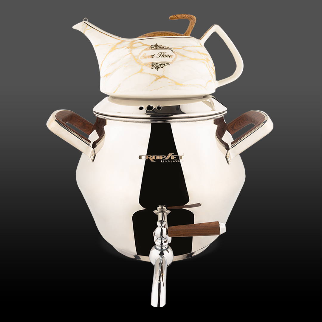 کتری و قوری الماس استیل براق کروپ ست کد7052