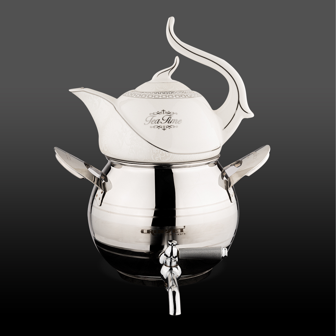 کتری و قوری روشاک استیل براق کروپ ست کد603W