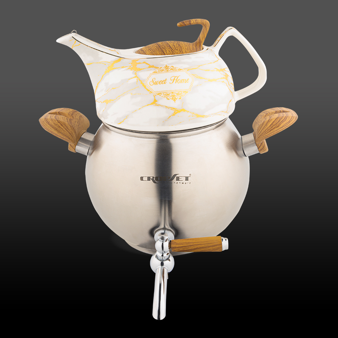 کتری و قوری روشاک استیل مات کروپ ست کد 1603