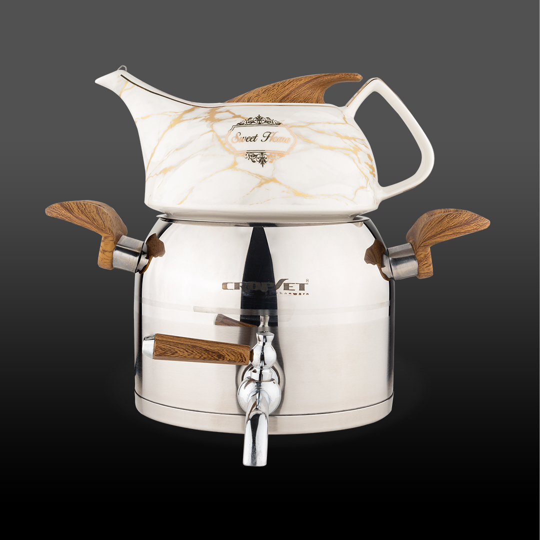 کتری و قوری ماهور استیل براق کروپ ست کد3301