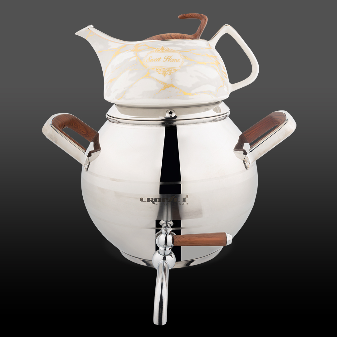 کتری و قوری کیانا استیل براق کروپ ست کد801