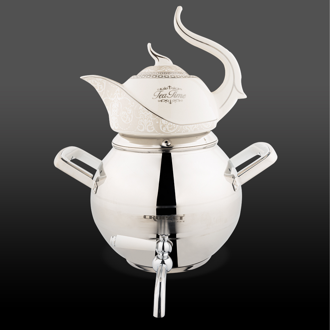 کتری و قوری کیانا استیل براق کروپ ست کد801W