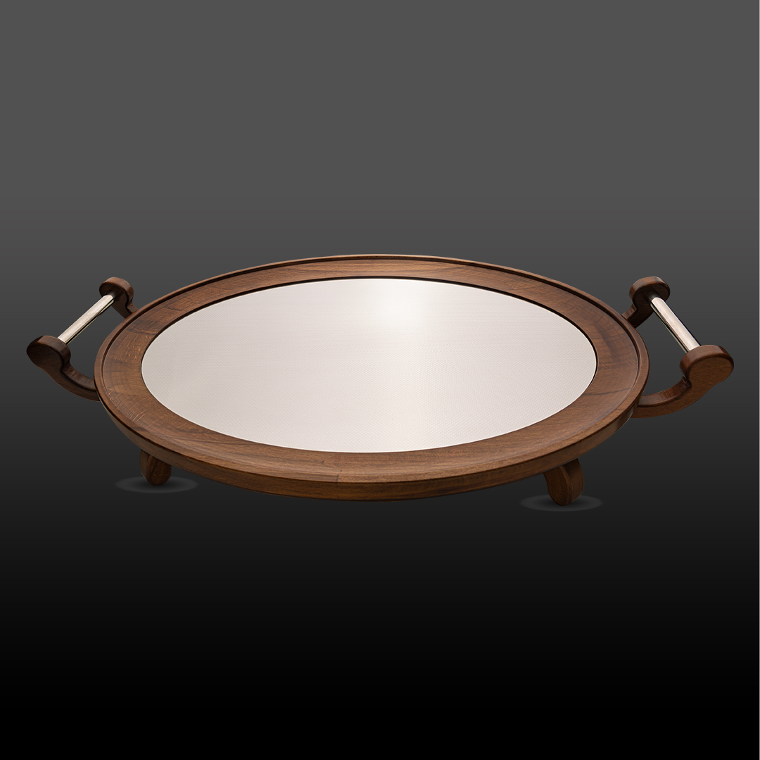 سینی بیضی چوب استیل نقره ای ژینا کروپ ست کد 4002OC