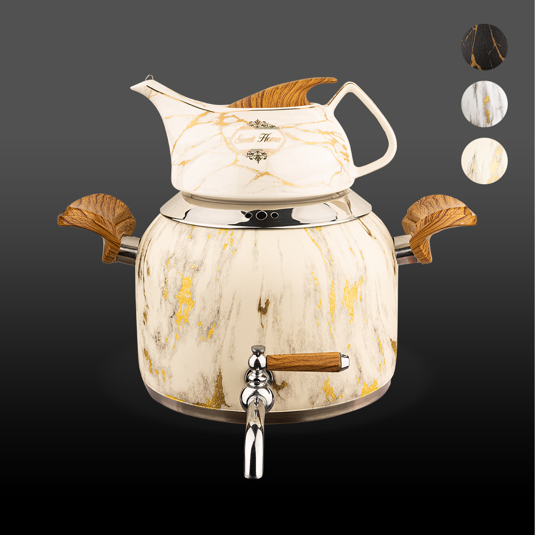 کتری و قوری کروپ رنگی کرم کروپ ست کد915