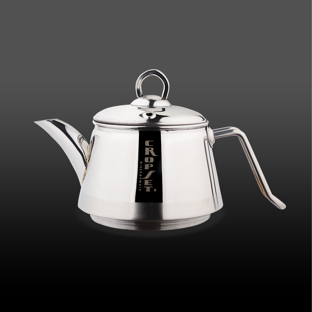 قوری رز استیل نقره ای براق کروپ ست کد 1100